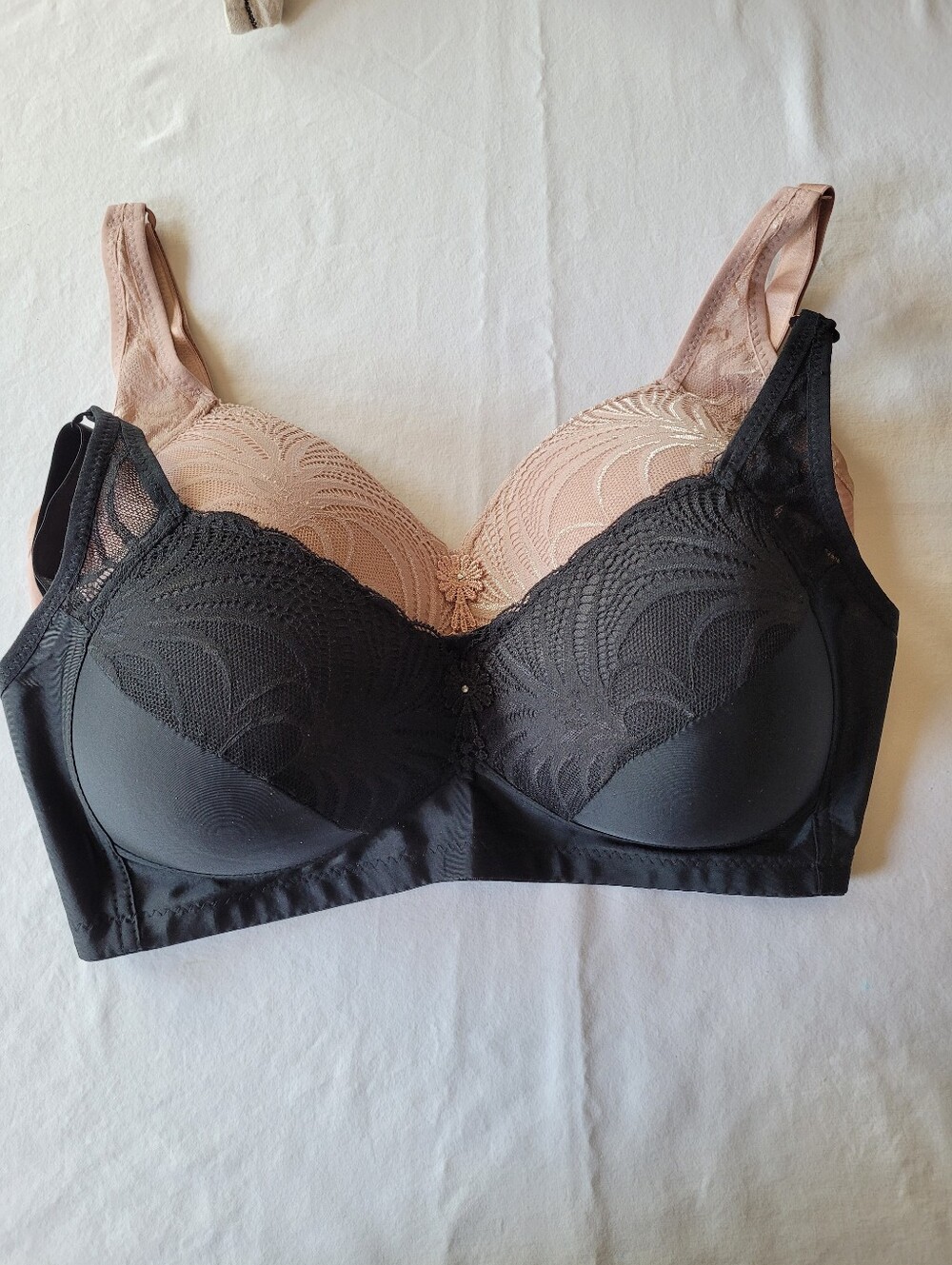 Prima Valentina Set Of Two Classic Lace-Detail Bra in Black and Nude Size 38D